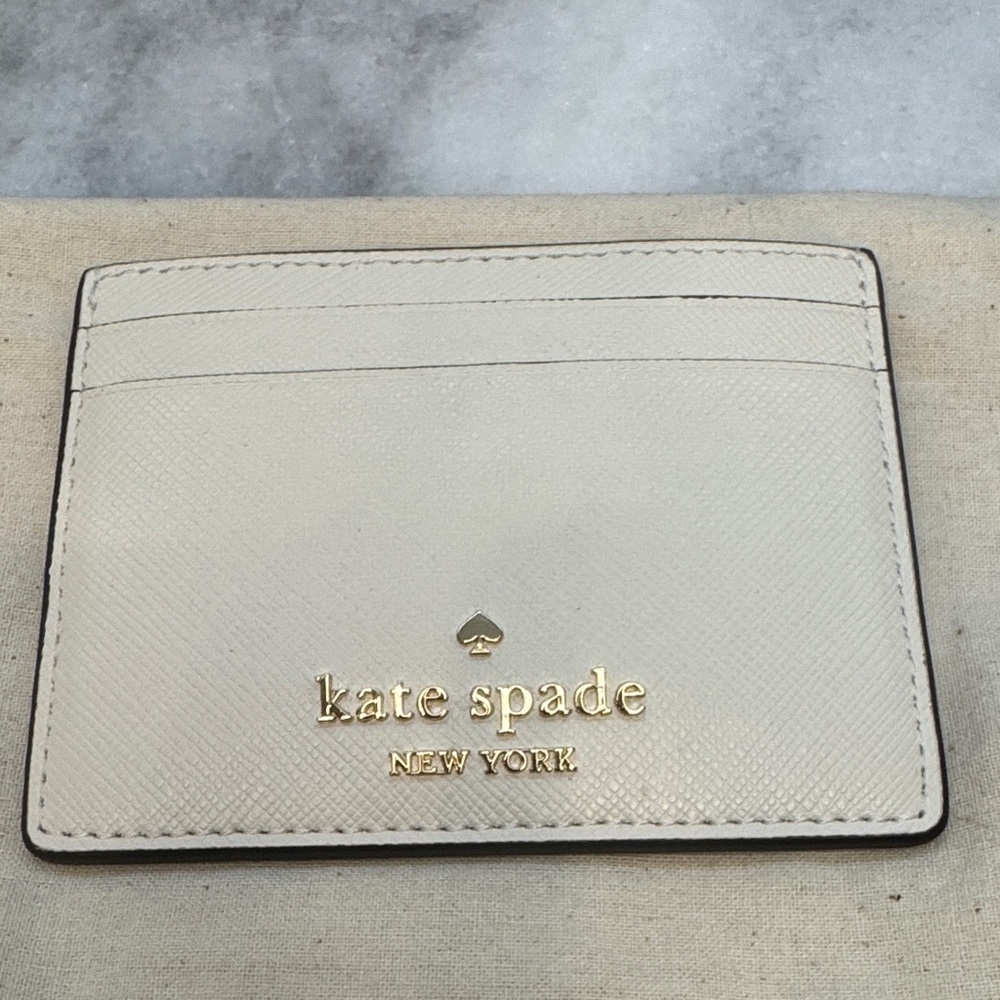 Kate Spade Ivory Card Holder with Gold Accents